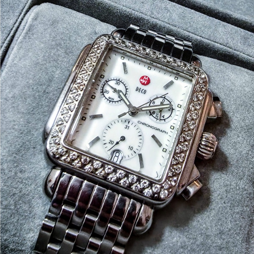 Michele Deco Real Diamond MW06A00 Swiss Made Women's Chrono Watch